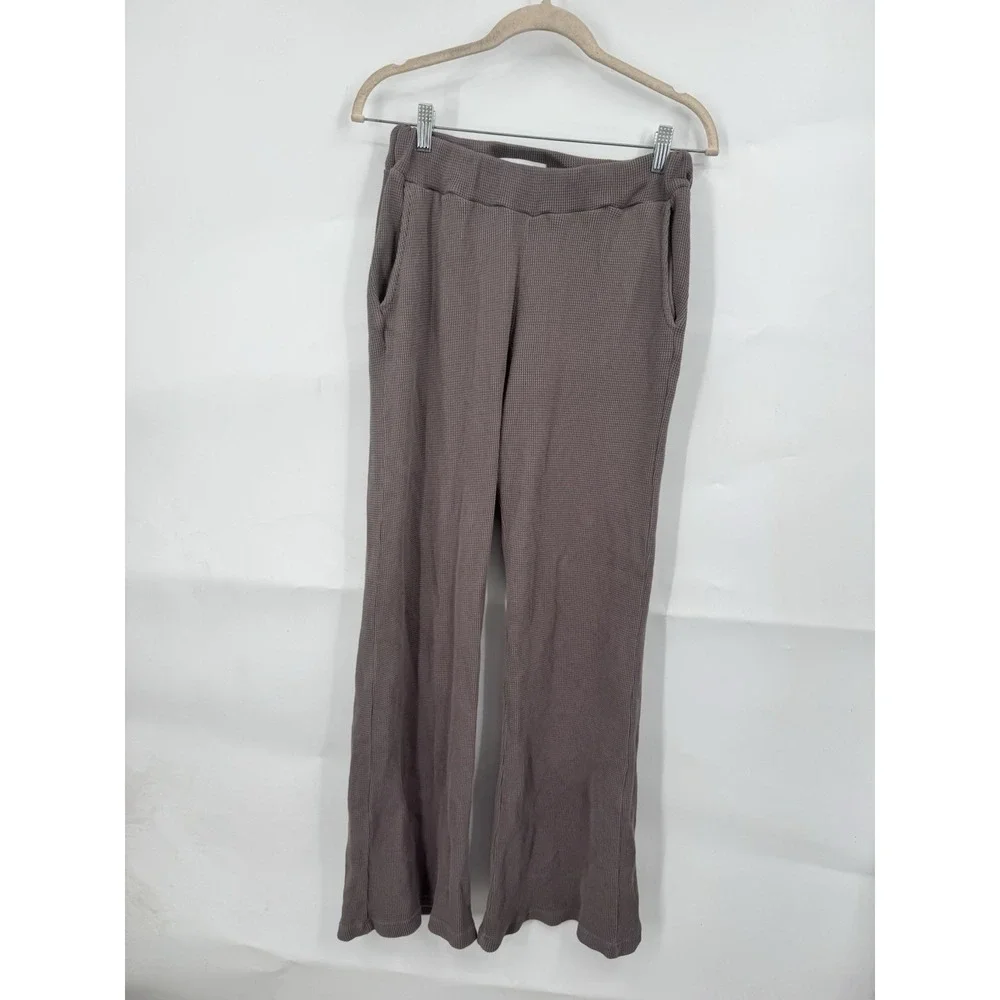 TALENTLESS Women Small Waffle Casual Neutral Lounge Pants in‎ Porcini Minimalist